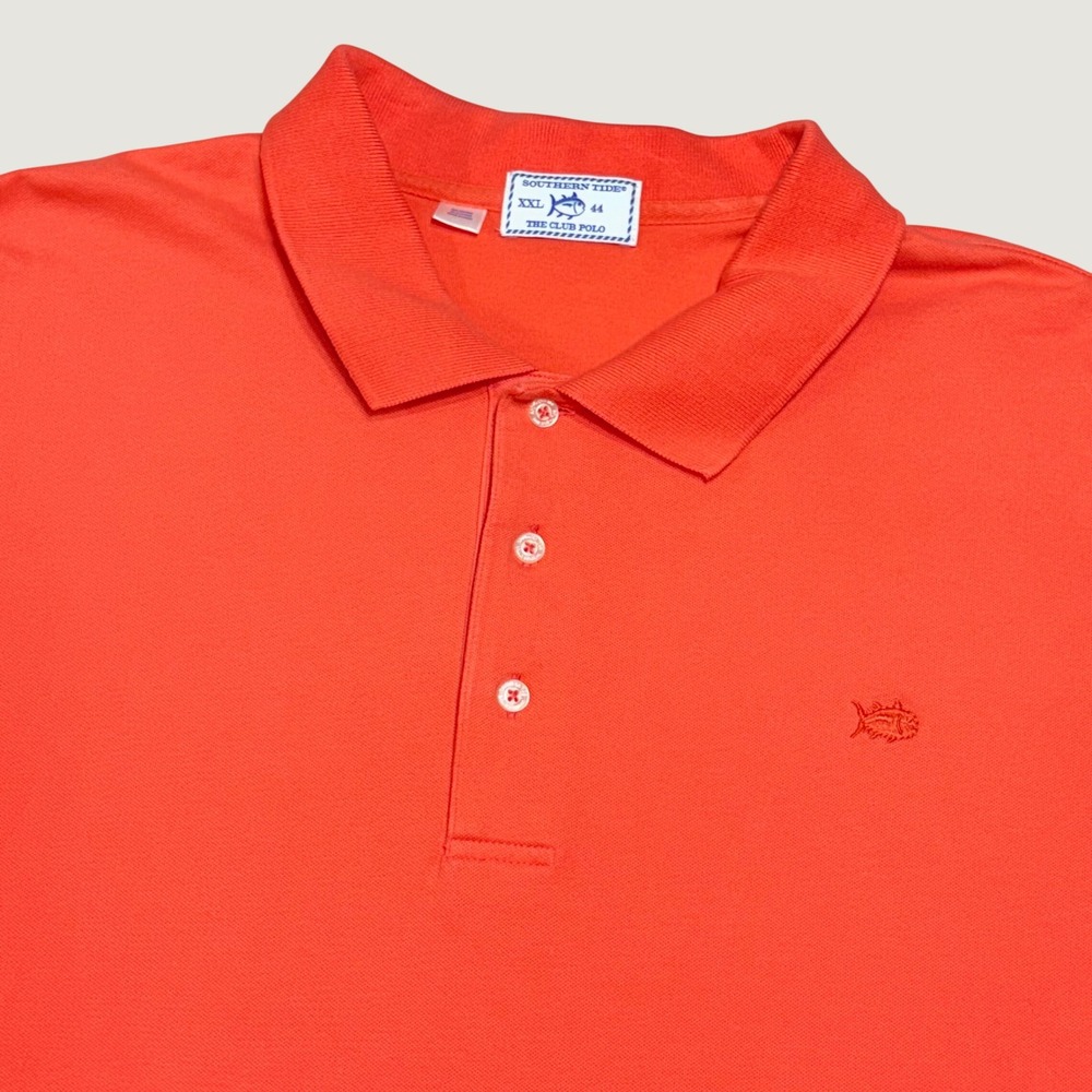 Southern Tide The Club‎ Polo Mens XXL Orange Short Sleeve Cotton Pique Skipjack